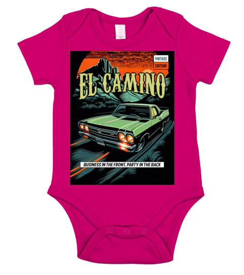 El Camino Vintage Comic Short Sleeve Baby One-Piece