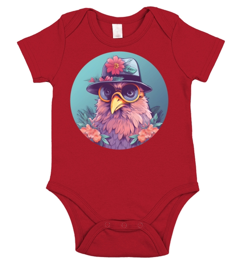 Retro 80s 90s Chicken Vintage Short Sleeve Baby One-Piece