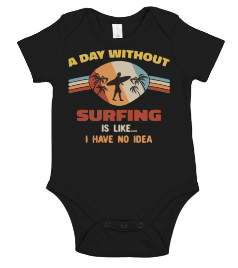 Surfing Funny surfer Vintage Retro sunset design Short Sleeve Baby One-Piece