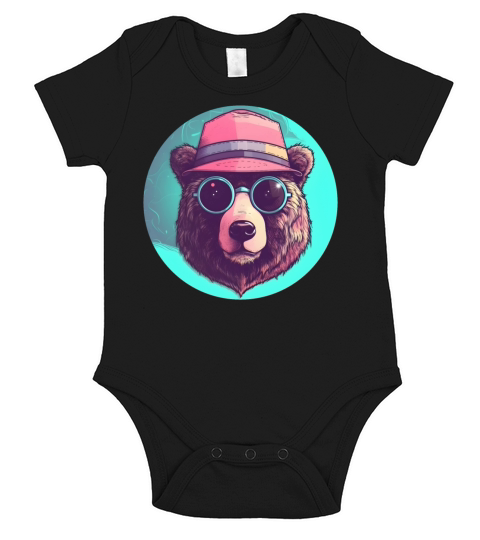 Vintage 80s 90s Style for Bear Lovers Short Sleeve Baby One-Piece