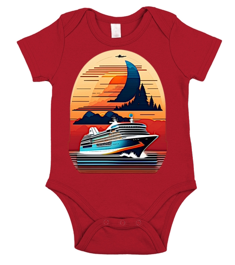 Vintage design with cruise ship Short Sleeve Baby One-Piece