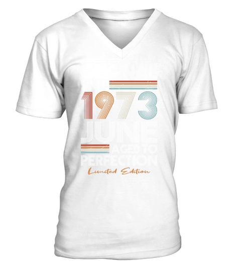50th birthday june 1973 original 1973 V-Neck T-shirt