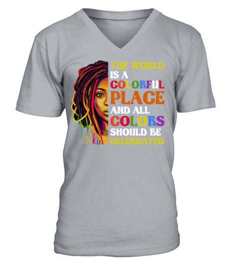 Colorful Black Dreadlock Girl LGBT Black History M V-Neck T-shirt