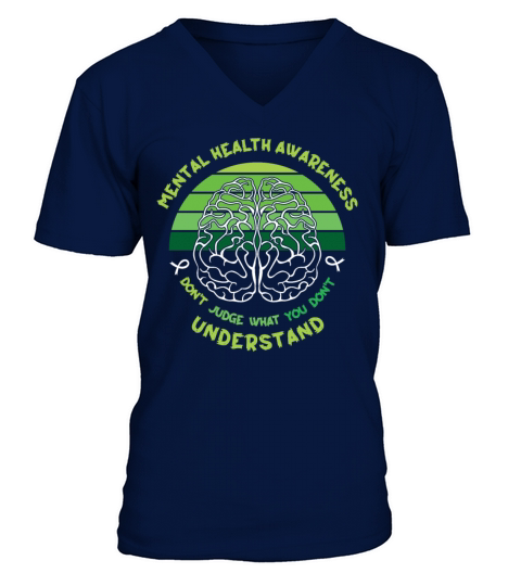 May Green Mental Health Awareness Month Brain V-Neck T-shirt