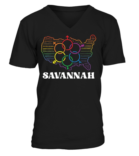 Savannah Pride Flag Pride Month LGBTQ Flag LGBT Co V-Neck T-shirt