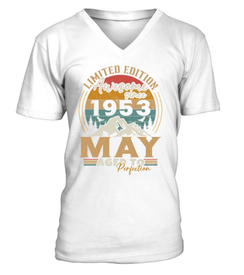 Vintage Born In May 1953 Birthday Gift V-Neck T-shirt
