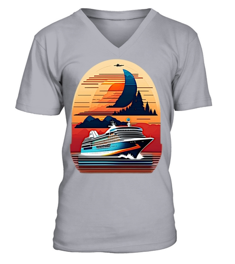 Vintage design with cruise ship V-Neck T-shirt