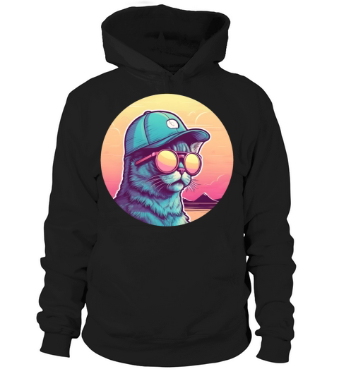Retro Style 80s 90s Vintage Cat Lovers Hoodie Unisex