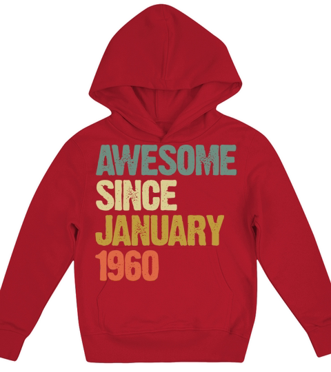 Awesome Since January 1960 Vintage Sunset Kids Hoodie