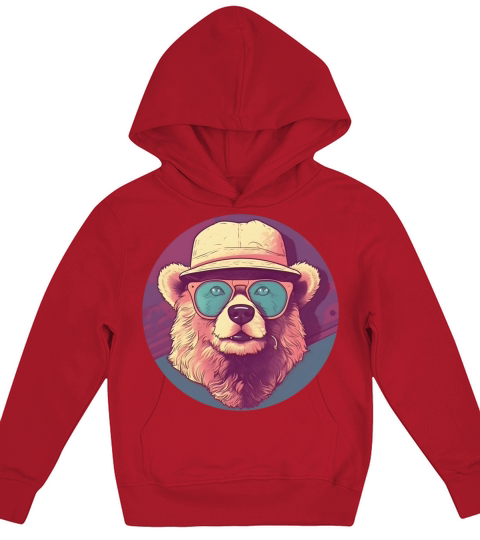 Retro Vintage Bear Lovers Style Kids Hoodie