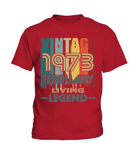 50th birthday february 1973 vintage 1973 Kids T-Shirt