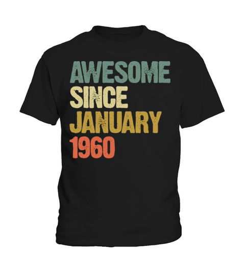 Awesome Since January 1960 Vintage Sunset Kids T-Shirt