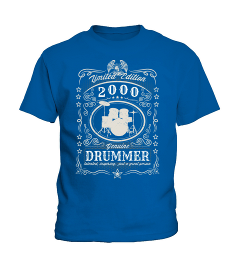 Vintage 2000 Drummer Birthday Gift Percussionist Kids T-Shirt