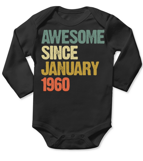 Awesome Since January 1960 Vintage Sunset Long Sleeve Baby One-Piece