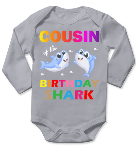 Cousin of The Birthday Shark Long Sleeve Baby One-Piece