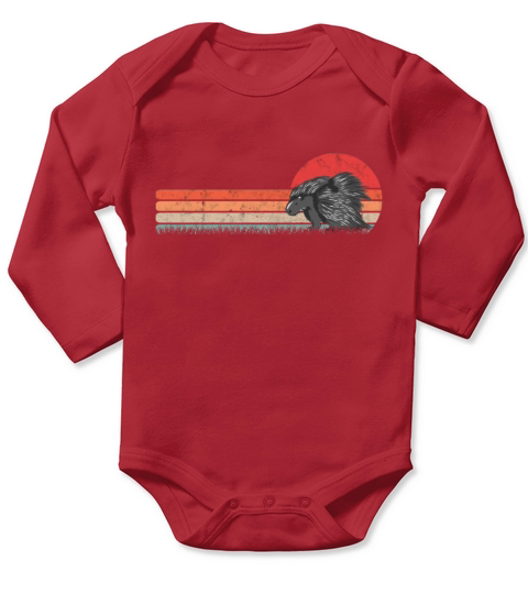 Porcupine Vintage Retro Long Sleeve Baby One-Piece