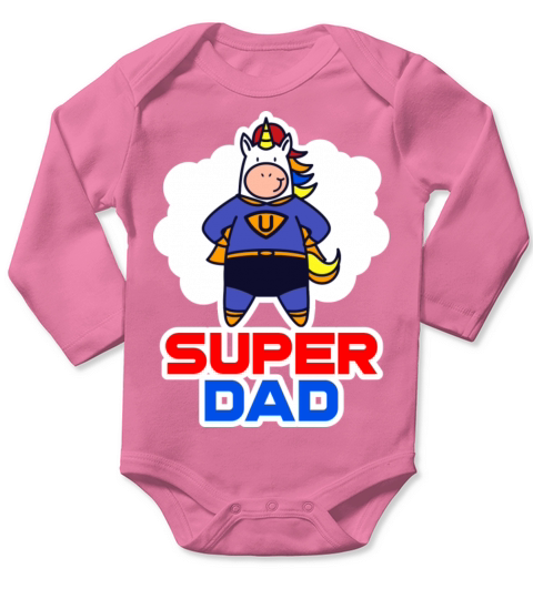 Super Dad Superhero Unicorn Long Sleeve Baby One-Piece