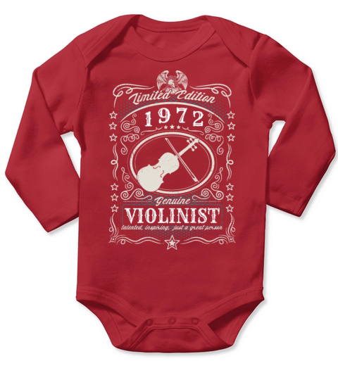 Vintage 1972 Violinist Birthday Gift Violin Player Long Sleeve Baby One-Piece