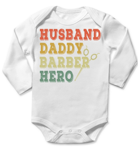 Vintage Barber Daddy Best Dad Happy Fathers Day Long Sleeve Baby One-Piece