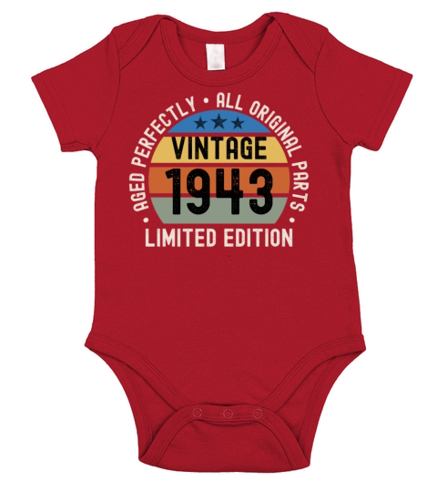 80th Birthday Vintage 1943 Short Sleeve Baby One-Piece