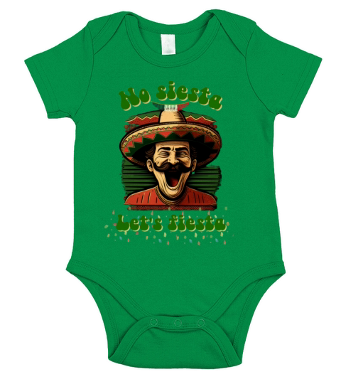 Cinco de mayo Mexican quote no siesta lets fiesta Short Sleeve Baby One-Piece