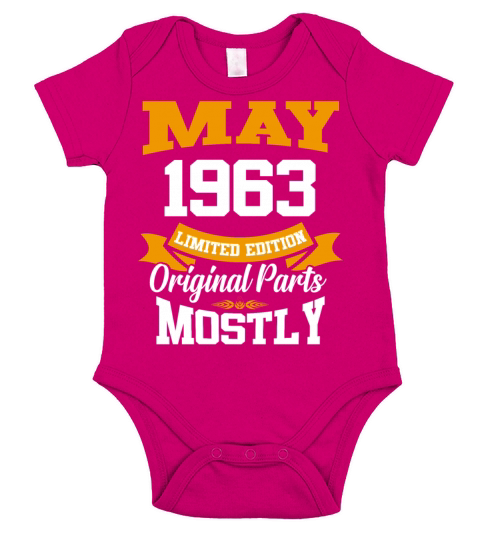 May 1963 Vintage Birthday Present Short Sleeve Baby One-Piece