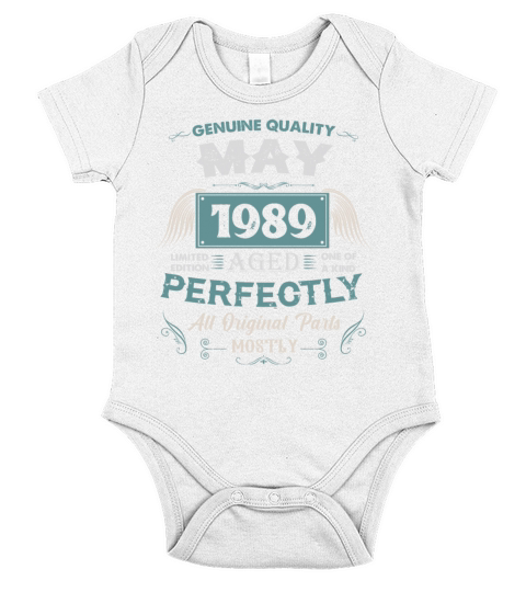 May 1989 Vintage Birthday Present Short Sleeve Baby One-Piece