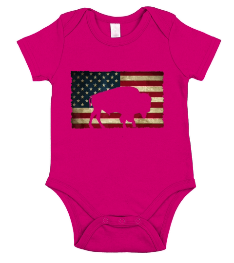 Retro Buffalo American Flag USA idea Bison Short Sleeve Baby One-Piece