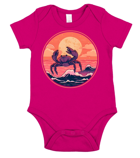 Retro Crab Lovers Vintage Short Sleeve Baby One-Piece