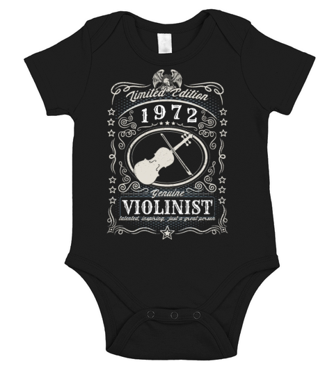 Vintage 1972 Violinist Birthday Gift Violin Player Short Sleeve Baby One-Piece