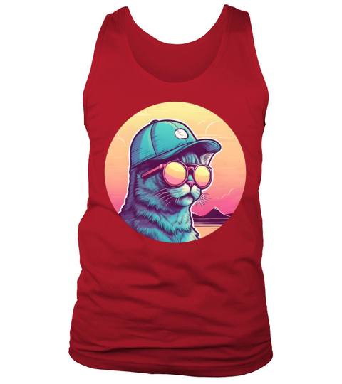 Retro Style 80s 90s Vintage Cat Lovers Tank Top Unisex