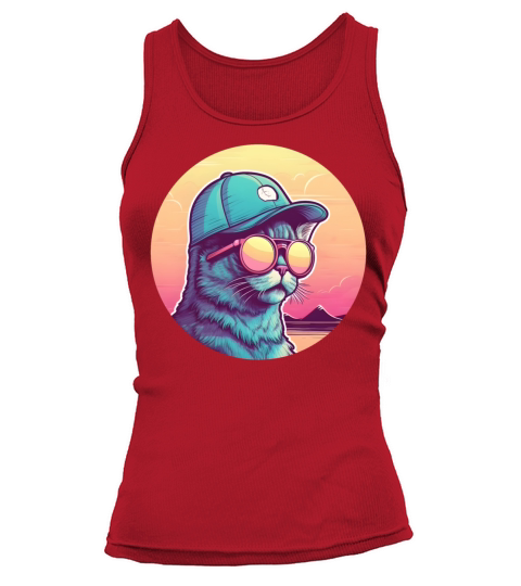 Retro Style 80s 90s Vintage Cat Lovers Tank top Woman