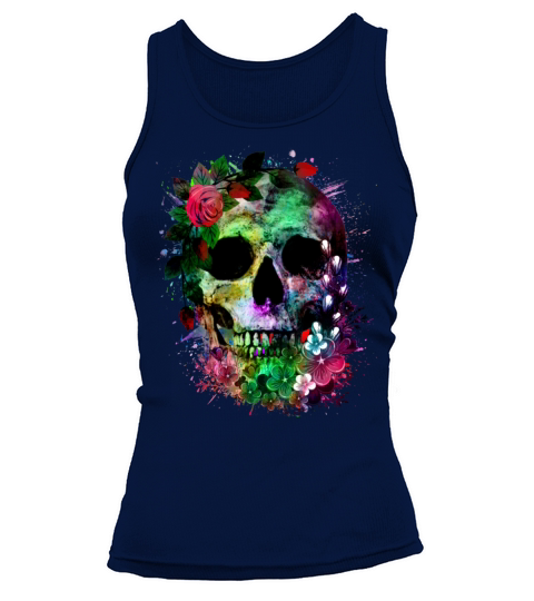 Watercolor Skull and Flowers Tank top Woman