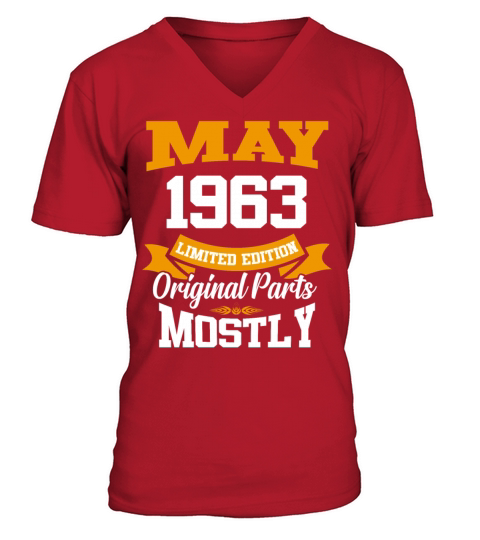 May 1963 Vintage Birthday Present V-Neck T-shirt