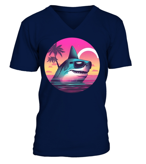 Retro Shark Lovers Vintage V-Neck T-shirt