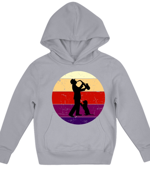 Vintage Jazz Dog And Man Saxophone Kids Hoodie