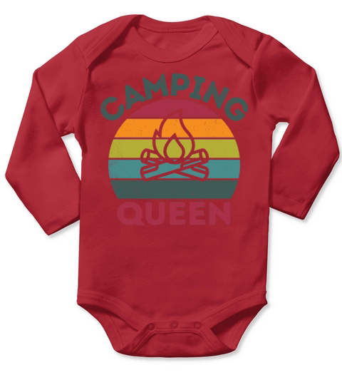 Camping Queen vintage retro dark distressed Long Sleeve Baby One-Piece