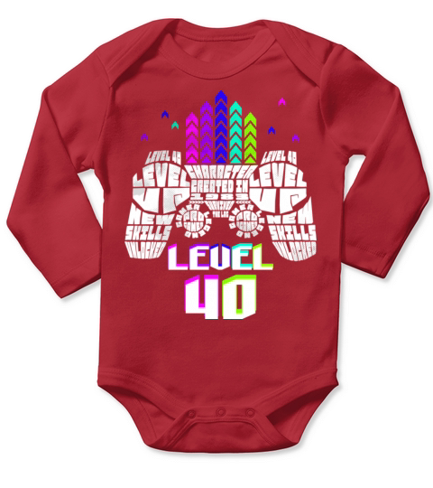 Geek Level 40 Unlocked 1983 40th Birthday Gamer Long Sleeve Baby One-Piece
