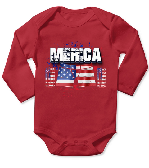 Merica Independence Day Graphic 4th July Long Sleeve Baby One-Piece