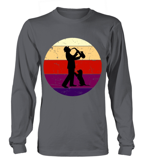 Vintage Jazz Dog And Man Saxophone Long sleeved Unisex
