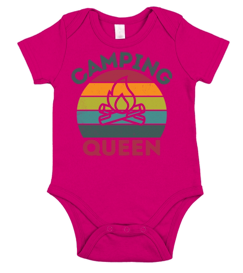 Camping Queen vintage retro dark distressed Short Sleeve Baby One-Piece