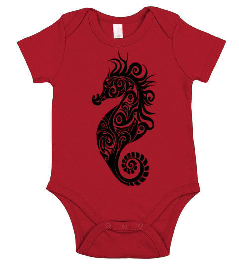 Little Cute Vintage Seahorse Short Sleeve Baby One-Piece