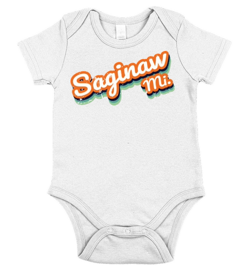 Retro Vintage Saginaw Mi Distressed Short Sleeve Baby One-Piece