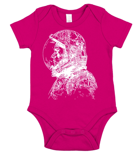Vintager Cosmonaut With Closed Helmet Short Sleeve Baby One-Piece