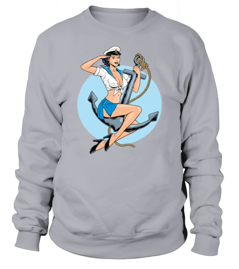 Retro Pin-Up Girl Anchor America Sweatshirt Unisex