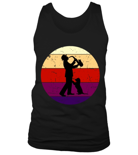 Vintage Jazz Dog And Man Saxophone Tank Top Unisex
