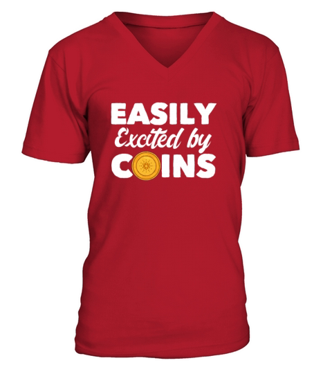 Easily Excited By Coins V-Neck T-shirt