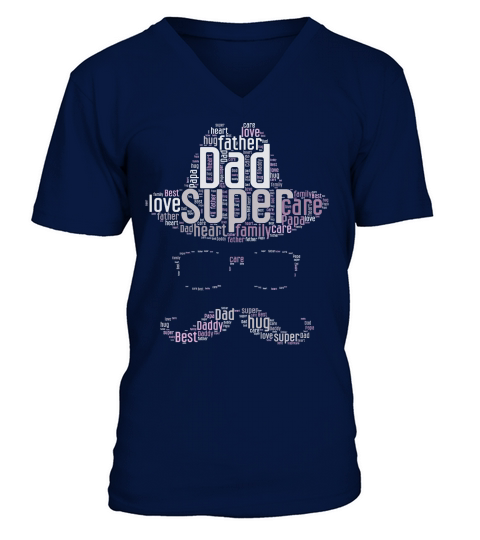 Fathers Day Shape Cloud Super Papa Respect Papa V-Neck T-shirt