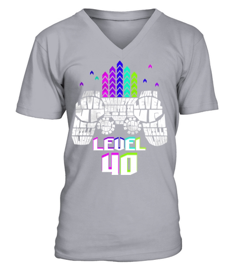 Geek Level 40 Unlocked 1983 40th Birthday Gamer V-Neck T-shirt