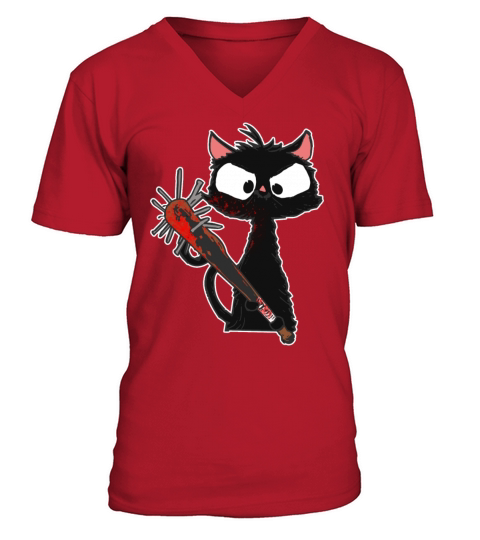 Halloween Retro Cat Vintage Cat V-Neck T-shirt